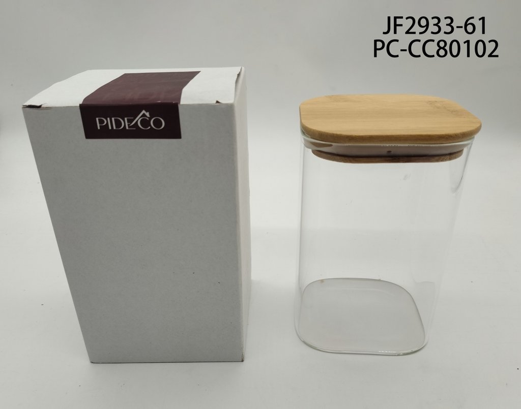 Frasco Hermético de Vidrio con Tapa de Bambú