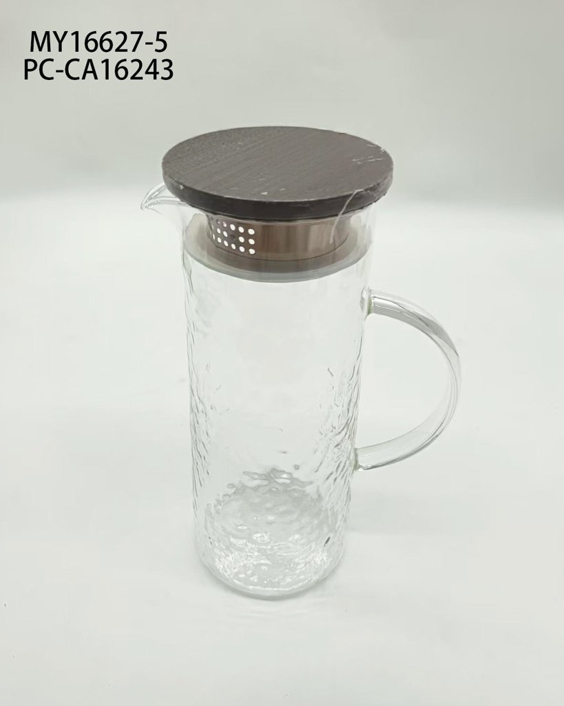 Jarra de vidrio con tapa de madera