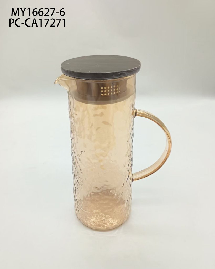 Jarra de vidrio con tapa de madera