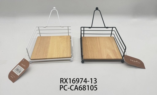 Portapañuelos metálico con base de madera